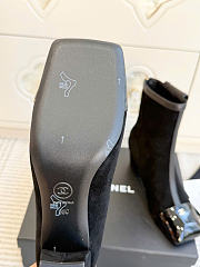 Kitlife Chanel Pocket Square-Toe Block-Heel Color-Block Ankle Boots Black & Dark Brown - 4