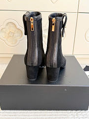 Kitlife Chanel Pocket Square-Toe Block-Heel Color-Block Ankle Boots Black & Dark Brown - 3