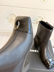 Kitlife Chanel Pocket Square-Toe Block-Heel Color-Block Ankle Boots Dark Brown - 2