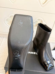Kitlife Chanel Pocket Square-Toe Block-Heel Color-Block Ankle Boots Dark Brown - 5