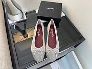 Kitlife Chanel Quilted Leather CC Logo Classic Cap Toe Ballet Flat Shoes Gray Suede & Patent Leather  - 1