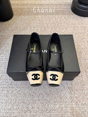 Kitlife Chanel Mary Janes Shoes Black Suede & Beige Leather