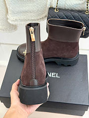 Kitlife Chanel Classic Double-C Rear-Zip Ankle Boots Dark Brown Suede - 5