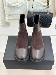 Kitlife Chanel Classic Double-C Rear-Zip Ankle Boots Dark Brown Suede - 4