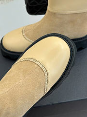 Kitlife Chanel Classic Double-C Rear-Zip Ankle Boots Beige Suede - 6