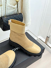 Kitlife Chanel Classic Double-C Rear-Zip Ankle Boots Beige Suede - 5