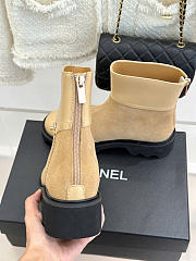 Kitlife Chanel Classic Double-C Rear-Zip Ankle Boots Beige Suede - 2