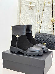 Kitlife Chanel Classic Double-C Rear-Zip Ankle Boots Black Suede - 1
