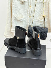 Kitlife Chanel Classic Double-C Rear-Zip Ankle Boots Black Suede - 6