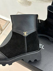 Kitlife Chanel Classic Double-C Rear-Zip Ankle Boots Black Suede - 3
