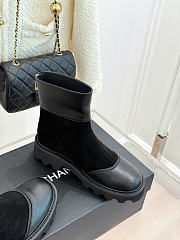 Kitlife Chanel Classic Double-C Rear-Zip Ankle Boots Black Suede - 5