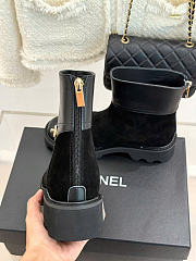 Kitlife Chanel Classic Double-C Rear-Zip Ankle Boots Black Suede - 4