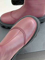 Kitlife Chanel Classic Double-C Rear-Zip Ankle Boots Burgundy Leather - 6
