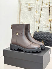 Kitlife Chanel Classic Double-C Rear-Zip Ankle Boots Dark Brown - 1