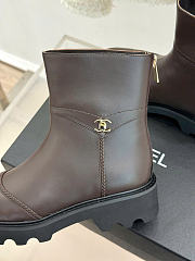 Kitlife Chanel Classic Double-C Rear-Zip Ankle Boots Dark Brown - 6
