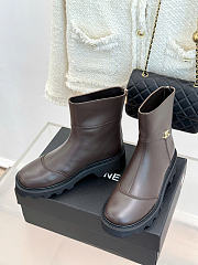 Kitlife Chanel Classic Double-C Rear-Zip Ankle Boots Dark Brown - 4