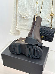 Kitlife Chanel Classic Double-C Rear-Zip Ankle Boots Dark Brown - 3