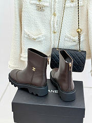 Kitlife Chanel Classic Double-C Rear-Zip Ankle Boots Dark Brown - 2