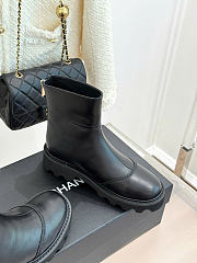 Kitlife Chanel Classic Double-C Rear-Zip Ankle Boots Black Leather - 4
