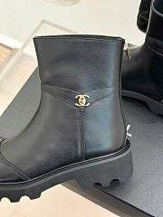 Kitlife Chanel Classic Double-C Rear-Zip Ankle Boots Black Leather - 5