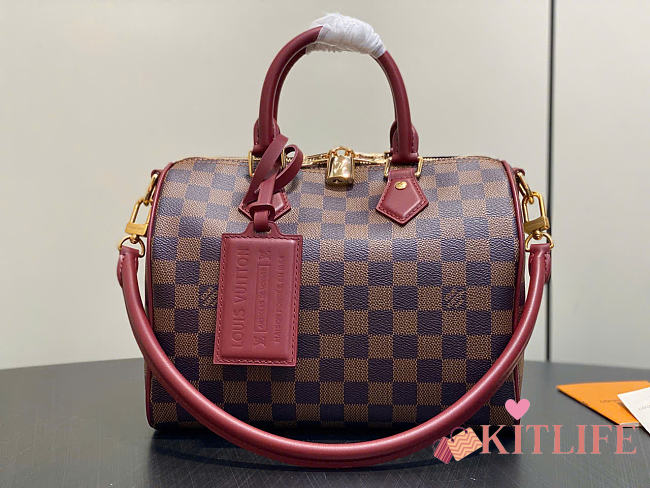 Kitlife Louis Vuitton Speedy Soft 25 Bag Damier Monogram Rouge M3A350 26x19x15cm - 1