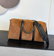 Kitlife Chanel Large Bowling Bag Brown Suede Calfskin 29x17x10cm - 1