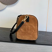 Kitlife Chanel Large Bowling Bag Brown Suede Calfskin 29x17x10cm - 6