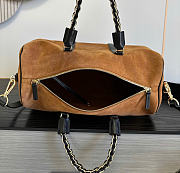 Kitlife Chanel Large Bowling Bag Brown Suede Calfskin 29x17x10cm - 5