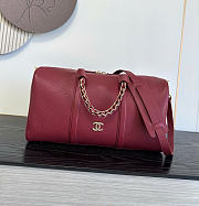 Kitlife Chanel Large Bowling Bag Burgundy Calfskin 29x17x10cm - 1