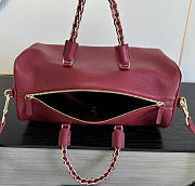 Kitlife Chanel Large Bowling Bag Burgundy Calfskin 29x17x10cm - 6