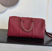 Kitlife Chanel Large Bowling Bag Burgundy Calfskin 29x17x10cm - 5