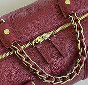 Kitlife Chanel Large Bowling Bag Burgundy Calfskin 29x17x10cm - 2