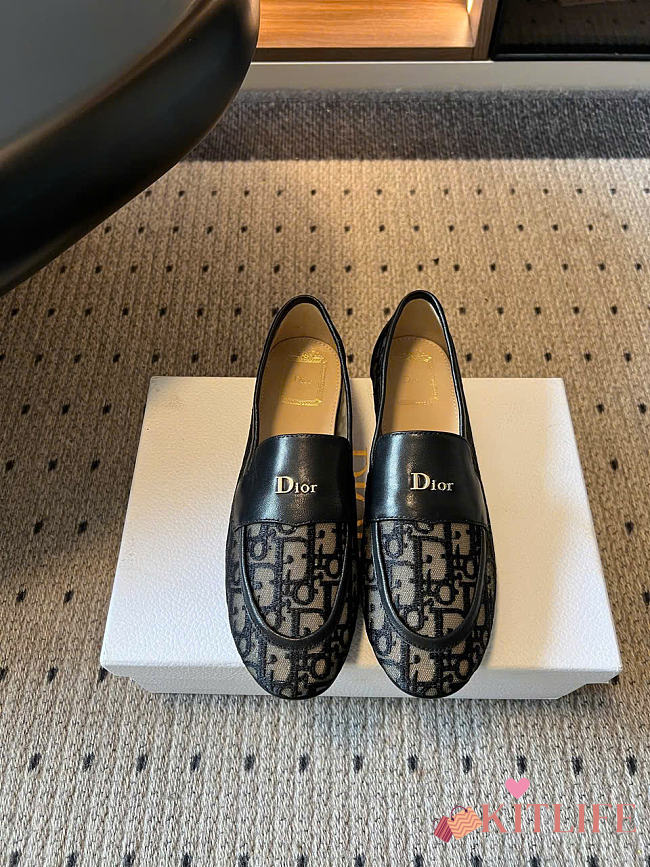Kitlife Dior Cadence Loafer Black Dior Oblique Embroidered Mesh - 1