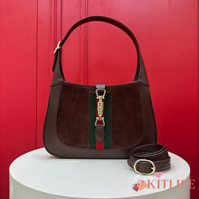 Kitlife Gucci Jackie 1961 Dark Brown Suede Shoulder Bag 820415  27.5x4x19cm - 1