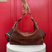 Kitlife Gucci Brera Medium Crossbody Bag Dark Brown Suede A006X0 33x27x15cm - 1