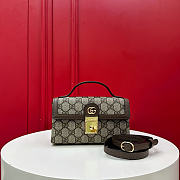 Kitlife Gucci Ophidia Mini Top Handle Bag Beige & Ebony GG Supreme Canvas 772314 18x5x10cm - 1