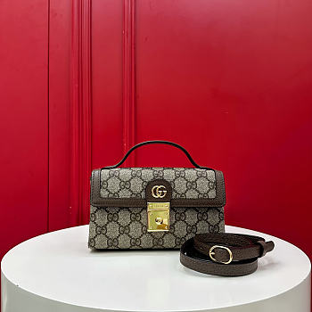 Kitlife Gucci Ophidia Mini Top Handle Bag Beige & Ebony GG Supreme Canvas 772314 18x5x10cm