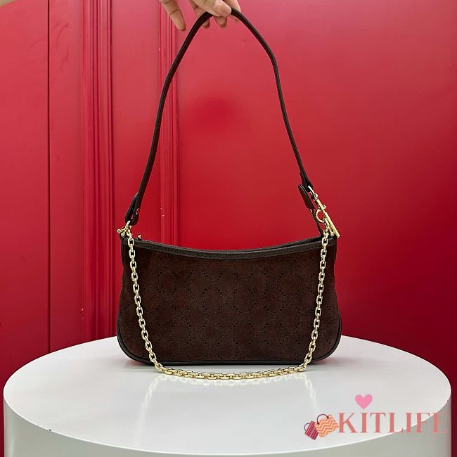 Kitlife Gucci Gossip Small Shoulder Bag Dark Brown Suede A0070U 21x11.5x3cm - 1