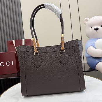 Kitlife Gucci Bamboo Tote Medium Bag Dark Brown Leather A005YB 30.5×25×13cm 