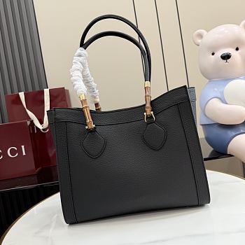 Kitlife Gucci Bamboo Tote Medium Bag Black Leather A005YB 30.5×25×13cm