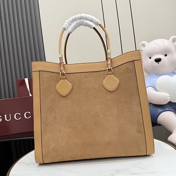Kitlife Gucci Bamboo Tote Large Bag Dark Beige Soft Suede A0022V 44x36x16cm