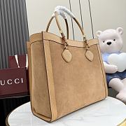 Kitlife Gucci Bamboo Tote Large Bag Dark Beige Soft Suede A0022V 44x36x16cm - 5