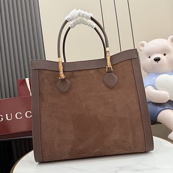 Kitlife Gucci Bamboo Tote Large Bag Dark Brown Soft Suede A0022V 44x36x16cm 