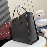 Kitlife Gucci Bamboo Tote Large Bag Black Leather A0022V 44x36x16cm   - 4