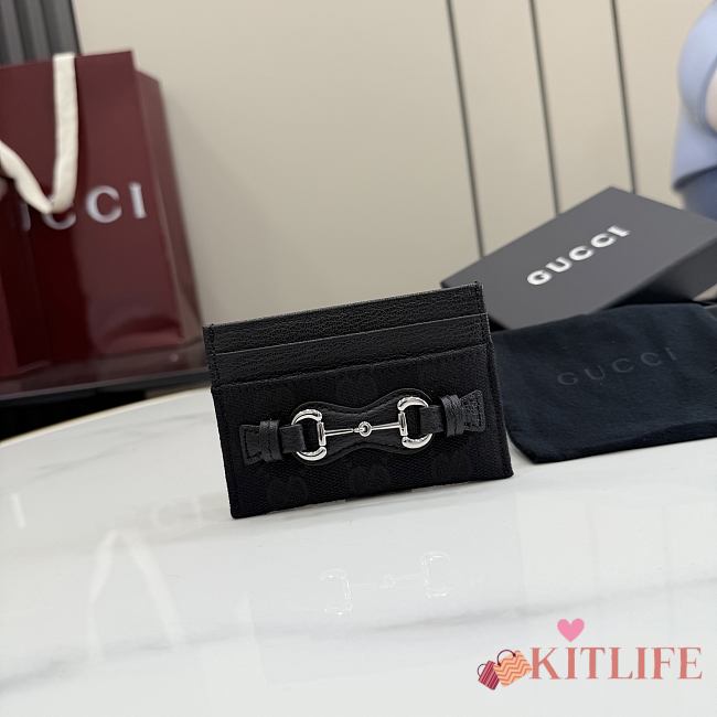 Kitlife Gucci Card Sase With Horsebit Black A006YR 10x7cm  - 1