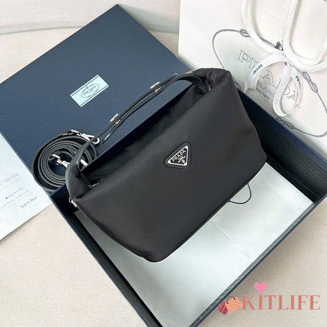 Kitlife Prada Chérie Re-Nylon Mini Bag Black 1BC302 20x12x11cm  - 1