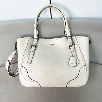 Kitlife Prada Large Leather Tote Bag White 1BG602 38x32x14cm