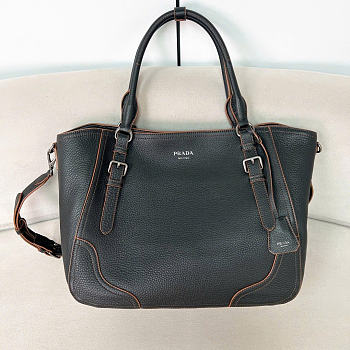 Kitlife Prada Large Leather Tote Bag Black 1BG602 38x32x14cm