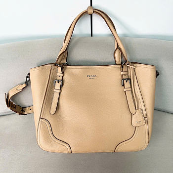 Kitlife Prada Large Leather Tote Bag Beige 1BG602 38x32x14cm