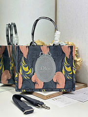 Kitlife Dior Dioriviera Medium Dior Book Tote with Strap Multicolor Dior Byzance Feathers Embroidery Gray 36x27.5x16.5cm  - 1
